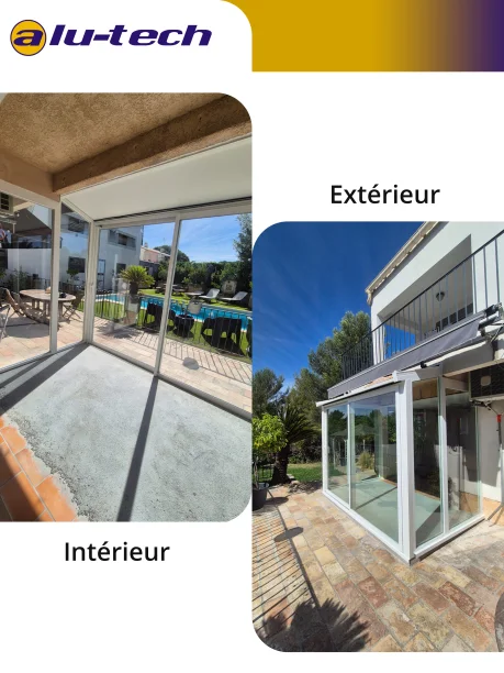 Véranda aluminium blanche Profils Systèmes sur mesure à Montpellier intérieur / extérieur