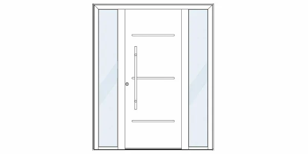 1 vantail avec 2 fixes latéraux